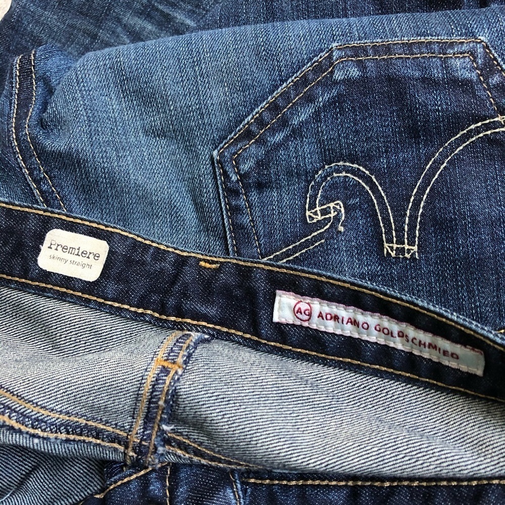 AG Adriano Goldschmied Premiere Skinny Straights Mid Rise Blue Denim Jeans Sz 27 - Picture 5 of 9